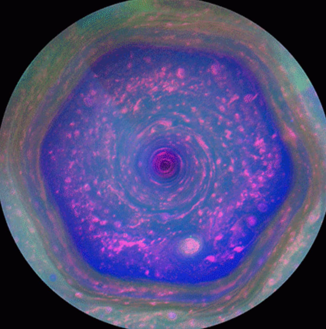 true color saturn hexagon